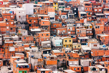 Colorful Favela Houses on the Hills of São Paulo, Brazil