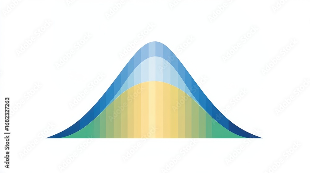Aufkleber a stylized graph depicting layered curves in varying shades of blue and green, representing data dis