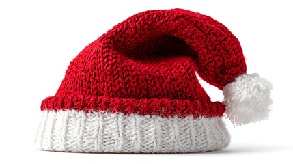 Cozy Santa hat with fluffy pompom, perfect for festive holiday celebrations and winter cheer