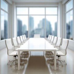 Modern conference room with city view