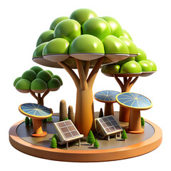 Futuristic Green Energy Ecosystem Solar Trees and