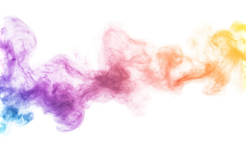 Fototapeta premium Colorful smoke wisps abstract flow isolated on transparent background. Plain soft gradient pastel colors isolated on white background.