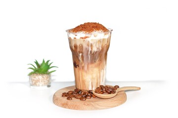 Ice mocha looking delicious and good taste put on white background.
