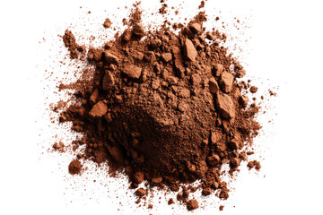Dark brown cocoa powder pile, exploded