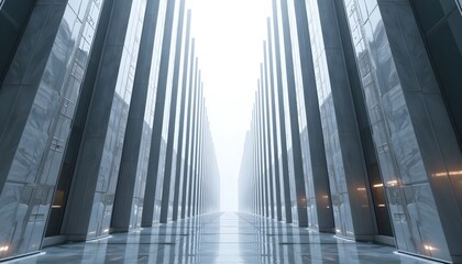 Architectural futuristic skyline featuring vertical endless skyscrapers