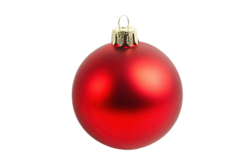 Red oval christmas ornament isolated on transparent background. Round christmas decoration circle isolated on white background.