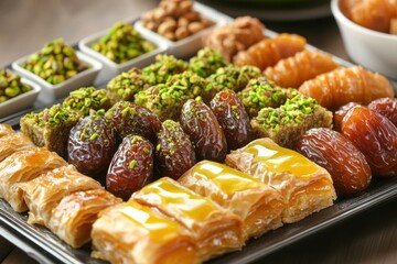 Traditional baklava with nuts and syrup