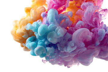 Abstract swirling clouds of vibrant, pastel-colored inks in liquid