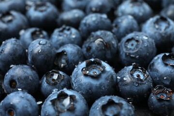 Blueberries with water drops