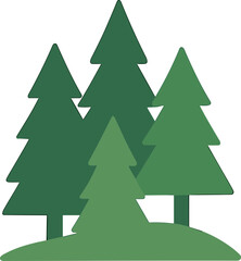 Simple Flat Green Shade Trees Forest Landscape Illustration Design