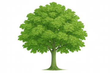 Green tree with leaves and trunk, isolated on transparent background, perfect for image compositing and adding a touch of nature