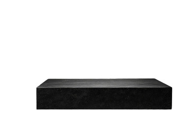 Dark, textured, rectangular, stone platform against a black background.  A simple, minimalist, product display