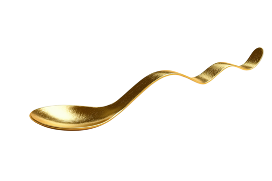 Gold spoon with a swirling handle