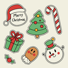 set of christmas elements