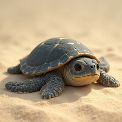 Tender Sea Turtle Hatchling Vector – Baby Tinglar Emerging with Fragile Features