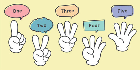 手の指で数字のカウントサイン12345