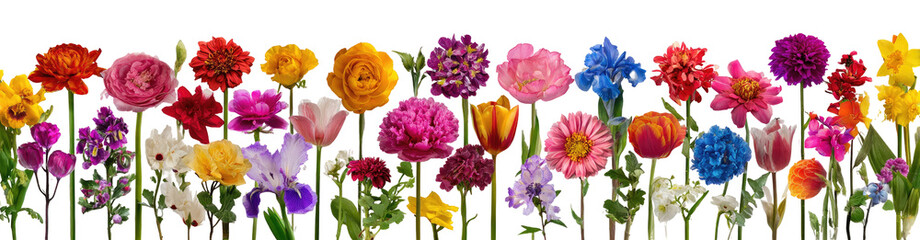 Obraz premium Vibrant floral display of various blossoms in a colorful array