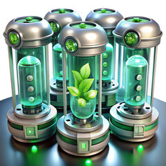 Futuristic Bio-Engineering Plants Growing in