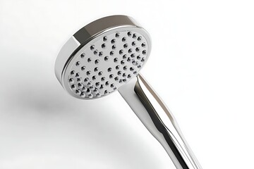 Chrome showerhead angled on white