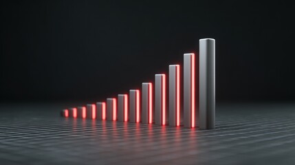 3D bars with glowing edges, representing growth and progress in a modern digital environment.