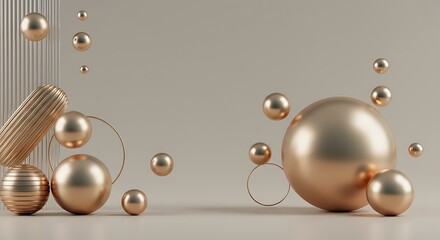 Fototapeta premium Golden spheres and rings design