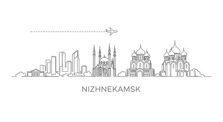Fototapeta premium Nizhnekamsk Skyline with Russia Vector Illustration.