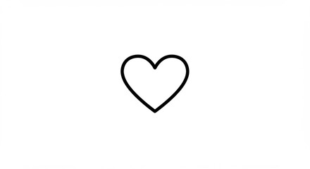 Fototapeta premium Simple black line art heart symbol gently rests on white background. AI Generated