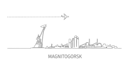Obraz premium Magnitogorsk Line Art Skyline Cityscape Travel.