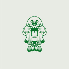 A Halloween ghost cartoon character. Groovy, retro, mascot, icon, vintage, funny, comic, icon, vector, icon, illustration, logo, sticker, editable
