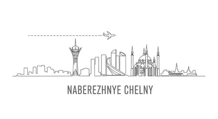 Obraz premium Naberezhnye Chelny Skyline with Minimalist, and White.