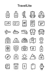 TravelLite A Collection of Modern Icons for Traveling, Tourism, and Exploration in a Vector Format