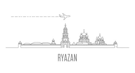Fototapeta premium Ryazan Skyline Russia Architecture Outline.