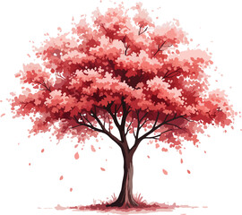 Watercolor Trees and Flowers Collection with Transparent Background