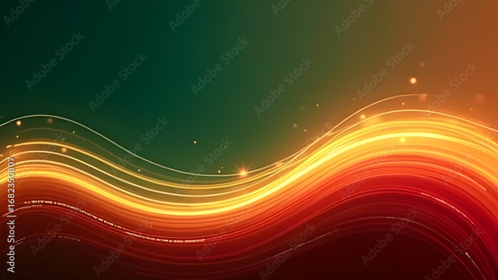 Poster abstract glowing lines background with smooth gradient from green to orange