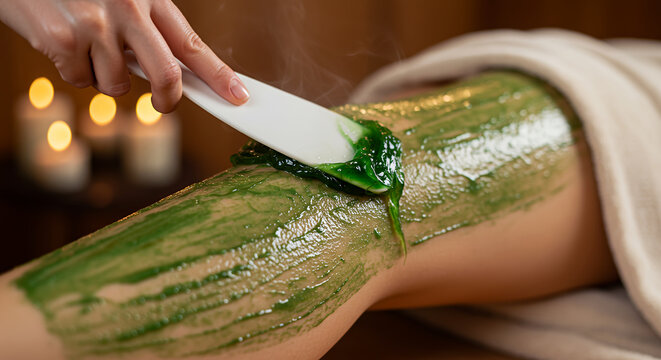Applying a Natural Green Algae Body Wrap for Skin Rejuvenation and Detoxification Treatment