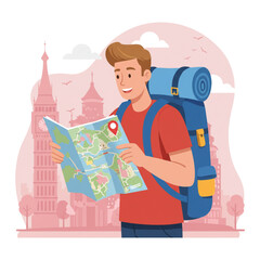 tourist with map