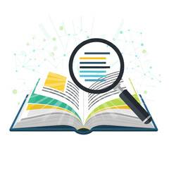 open book with magnifying glass