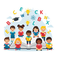 Illustration of children reading