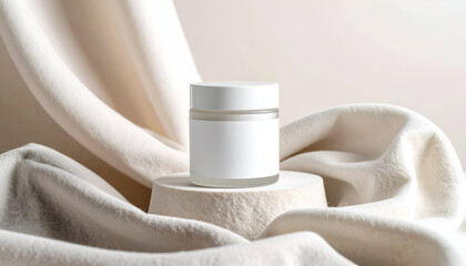 Minimalist jar mockup on a textured surface, perfect for cosmetic branding and product showcasing