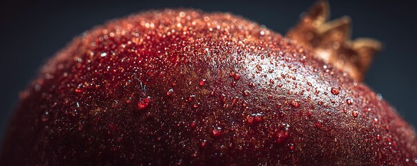 Close-up of a pomegranate with water droplets