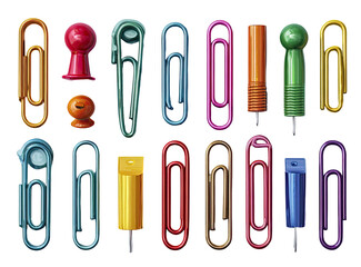 Assorted colorful paperclips and pushpins (1)