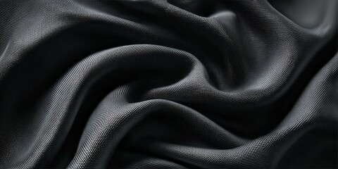 Fototapeta premium A close-up view of dark, textured fabric with dramatic folds and a rich, deep tone.