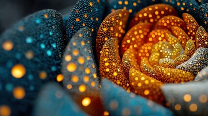 Glowing Abstract Flower with Swirling Texture and Gold Accents
