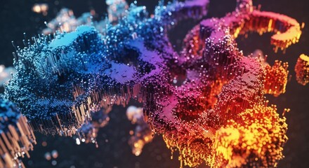 Dynamic abstract data visualization with vibrant blue to red gradient