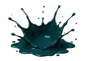 Teal paint splashing dynamically, forming crown-like silhouette with vivid energy against transparent backdrop, expressing fluid motion