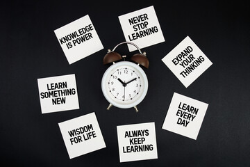 Alarm Clock Surrounded with Message about Learning Management Concept