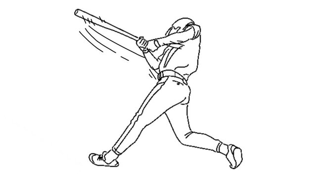line art animation of baseball player ready to hit the ball