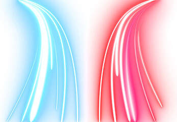 Abstract light trail wave glowing neon laser line in style speed Highway, optic fiber, digital artworks high-tech poster work. © ponravin