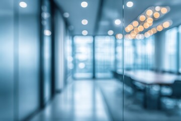 Blurred office interior, hallway, meeting room