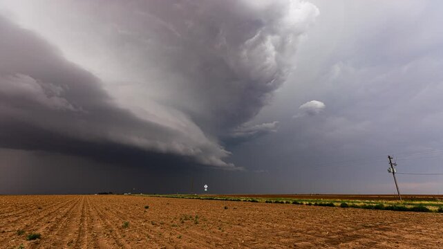 Supercell Thunderstorm, Convective Storm over Texas in Time Lapse